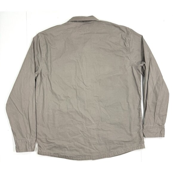 Abercrombie & Fitch Mens Shirt Jacket Sz XL Distressed Khaki Canvas Vtg Shacket - Picture 3 of 9